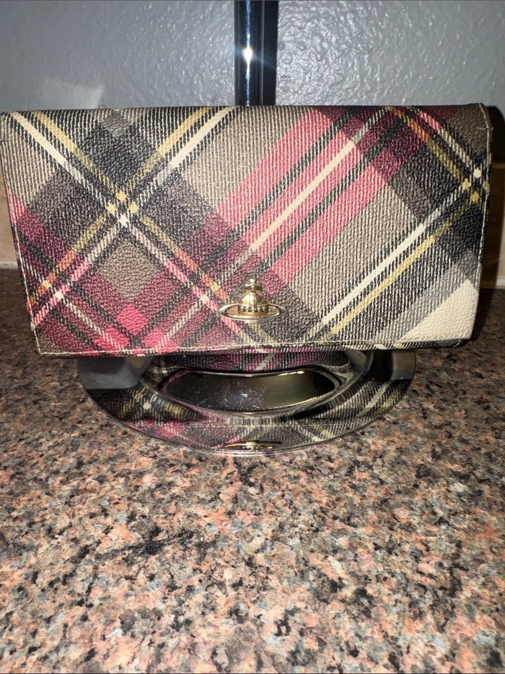 Vivienne Westwood Plaid leather long Wallet GUC